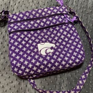 Kansas State Purple Crossbody Bag with Zipper Closure and Stylish Pattern